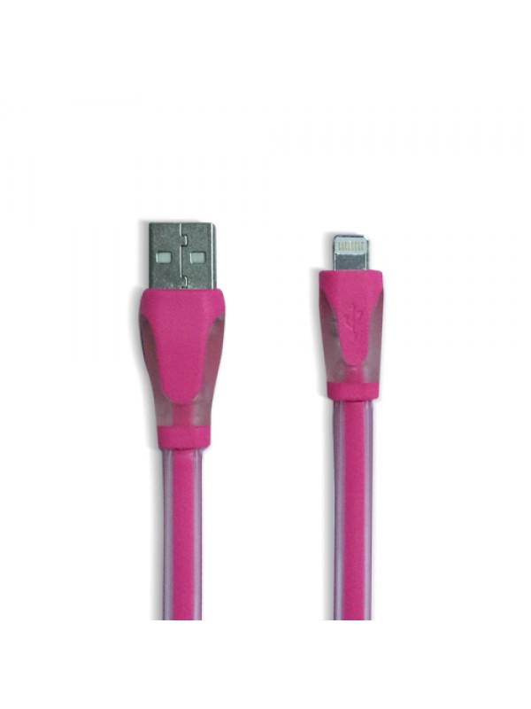 iPhone Lightning Led Işıklı Şeffaf USB Kablo Pembe…
