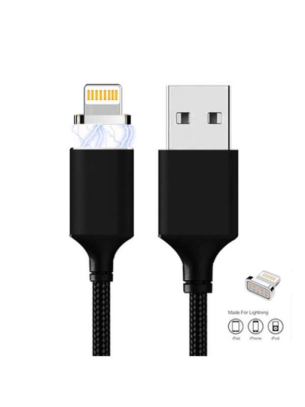 Manyetik Mıknatıslı iPhone Lightning Şarj Kablosu Siyah Hasır-Örgü …