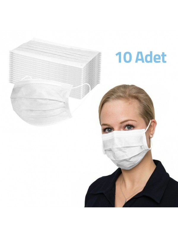 Medikal Maske Meltblown 3 Katlı Full Ultrasonik Gövde Burun Telli 10 lu Paket